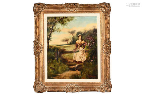 GYULA AGGHAZY: ANTIQUE FRAMED OIL ON CANVAS PAINTING 'YOUNG GIRL'