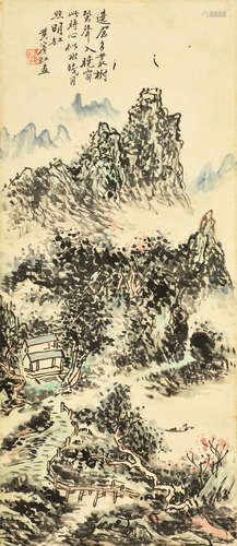 HUANG BINHONG: INK AND COLOR ON PAPER PAINTING 'MOUNTAIN SCENERY'