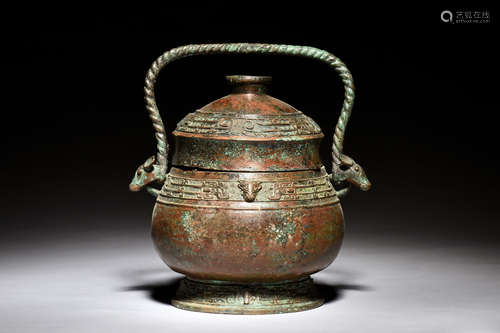 ARCHAIC BRONZE CAST RITUAL VESSEL, YOU