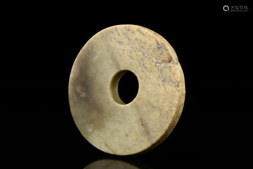 ARCHAIC JADE CARVED DISC ORNAMENT, BI