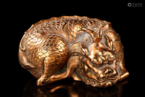 GILT BRONZE CAST 'MYTHICAL BEAST' PAPER WEIGHT