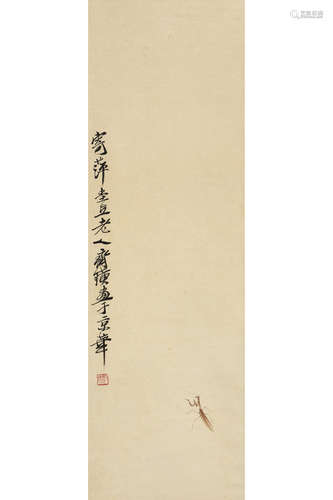 QI BAISHI: INK AND COLOR ON PAPER PAINTING 'MANTIS'