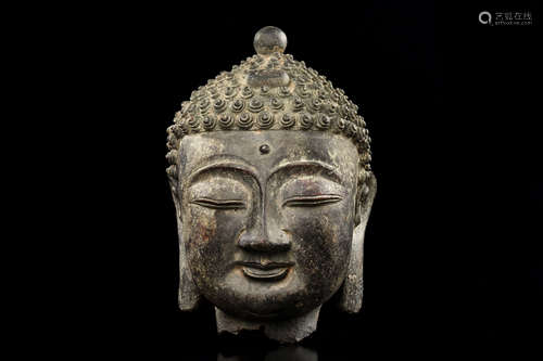 BRONZE CAST BUDDHA'S HEAD FIGURE