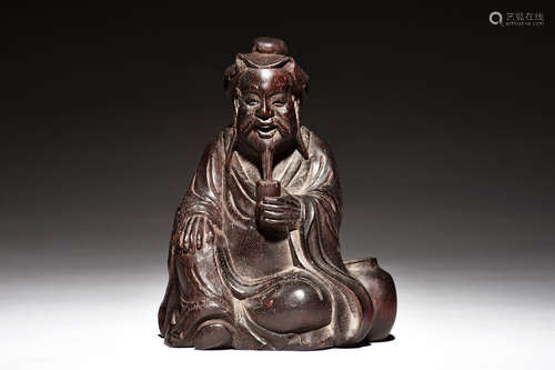 AGARWOOD CARVED 'DONGFANG SU' FIGURE