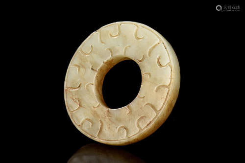 ARCHAIC JADE CARVED DISC ORNAMENT, BI