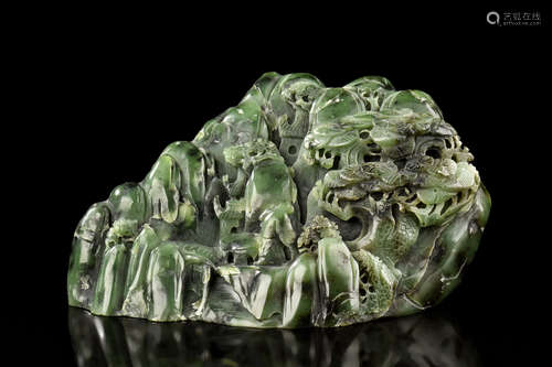 NEPHRITE JADE CARVED MOUNTAIN BOULDER, SHANZI