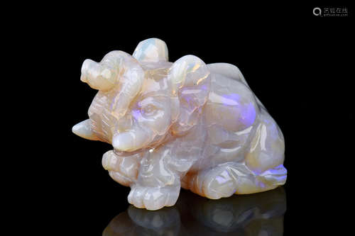 OPAL CARVED 'ELEPHANT' FIGURE