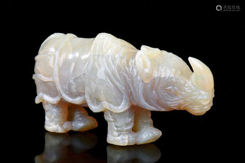 OPAL CARVED 'RHINOCEROS' FIGURE