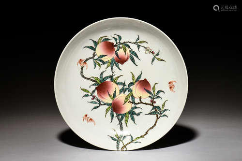 LARGE CHINESE FAMILLE ROSE PEACH PLATE