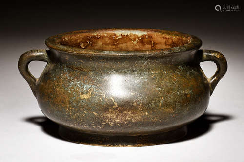 BRONZE CAST CENSER WITH HANDLES