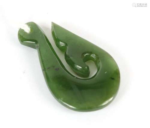 GREEN STONE MAORI FISH HOOK - The 1-1/2