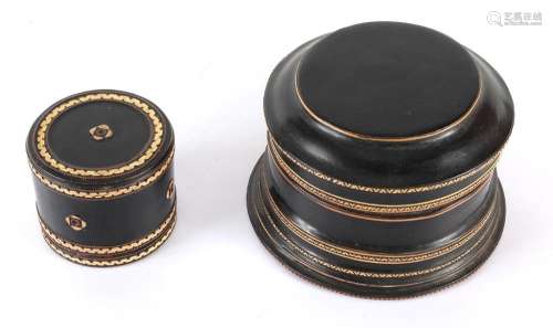 TWO BURMESE BLACK LACQUERED OFFERING VESSELS; HSUN-OK - Each are two- compartment black lacquered offering vessels, with discrete in...