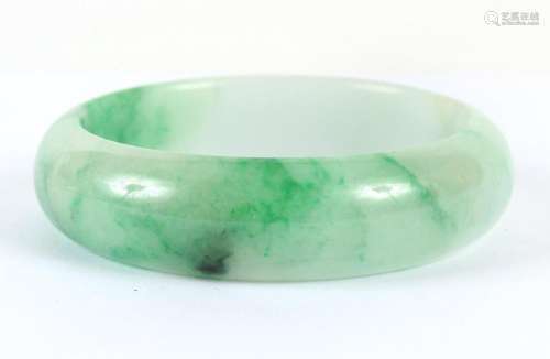 SPINACH GREEN ICY JADEITE BANGLE - The highly polished transloucent icy green jade bangle is 5/8