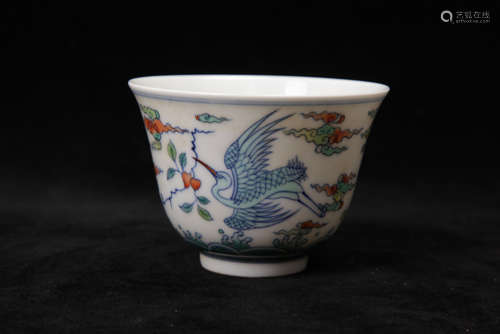 Chinese Doucai porcelain cup, Yongzheng mark.