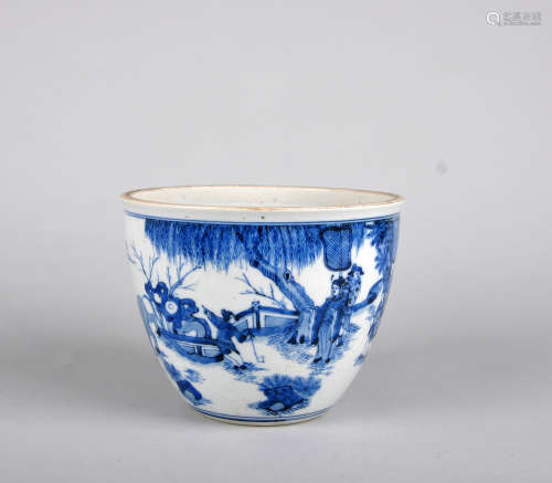 Chinese blue and white porcelain jardiniere.