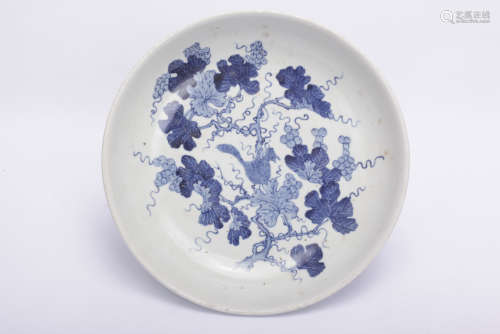 Chinese blue and white porcelain plate.