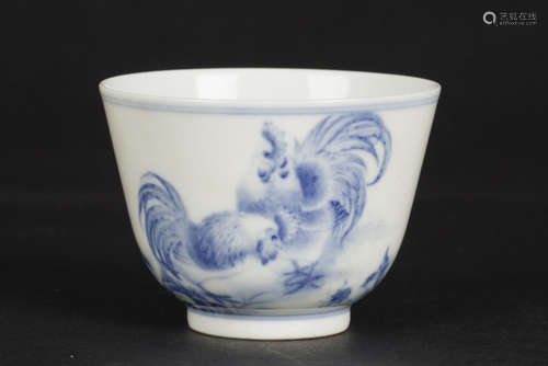 Chinese blue and white porcelain cup, Yongzheng mark.