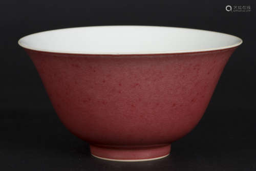 Chinese red glaze porcelain bowl, Kangxi mark.