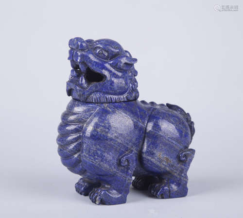 Chinese carved lapis lazuli figure of a lion.