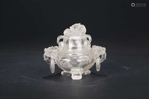 Chinese carved rock crystal incense burner.