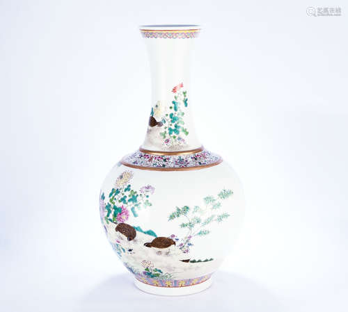 Chinese famille rose porcelain vase, Guangxu mark.