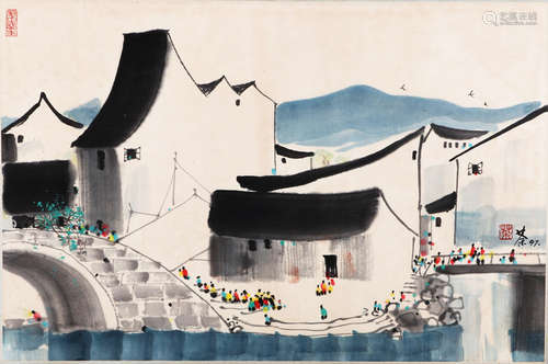 Chinese water color painting on paper, attributed to Wu