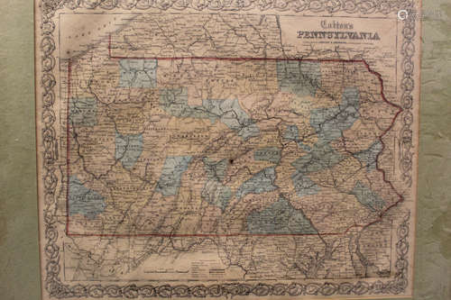 Antique map of Colton's Pennsylvania 1855.