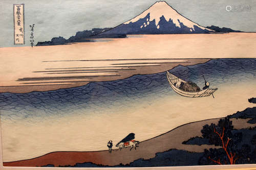 Mount Fuji, Japanese woodblock by Ukiyoe.