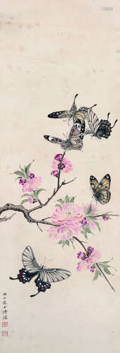 溥儒（1896-1963）《桃蝶图》