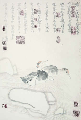 卢坤峰（1934-）《双鸭》