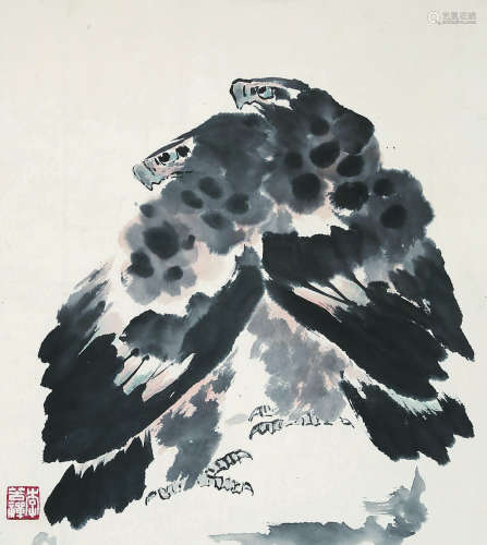 李苦禅（1899-1983）《双鹰图》