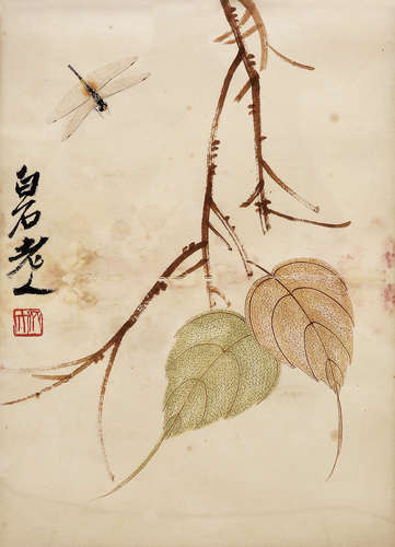 齐白石（1864-1957）《贝叶虫草》