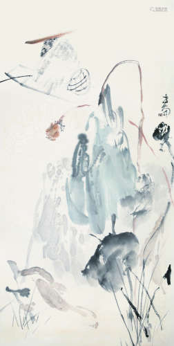 李世南（1940-）《秋江独钓》