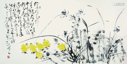 刘墨禅（1945- ）《群鸡图》
