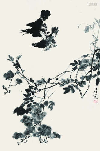 朱力光（1931-）《花鸟》