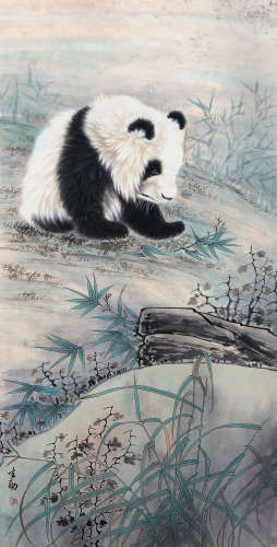 王生勇熊猫 轴 设色纸本