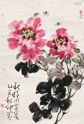 邵仲节牡丹 轴 设色纸本