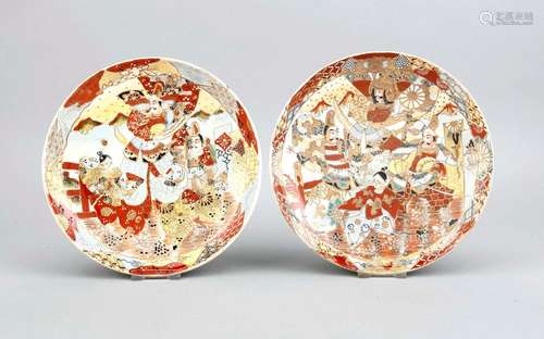 Pair of small Satsuma-plates, Japan, 19th c., written black mark, d. 26 cm