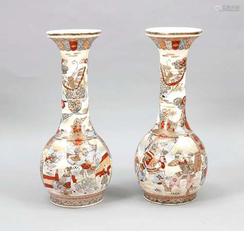 Pair of Satsuma floor vases, Japan, around 1900, h. 58 cm