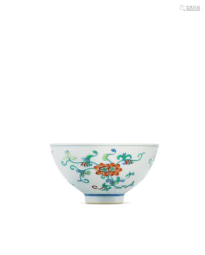 Yongzheng six-character mark and of the period A very rare doucai 'double lotus' bowl
