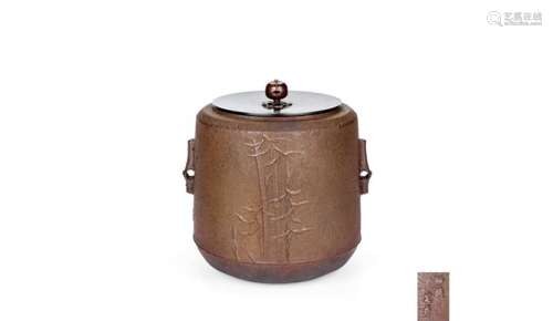 砂铁制 竹叶纹茶罐