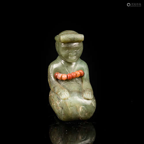 Chinese Antique Celadon Jade Figure