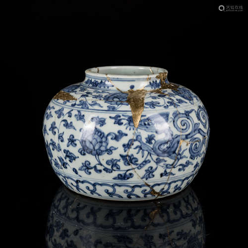 REPAIRED Ming Chenghua Antique Blue&White Jar