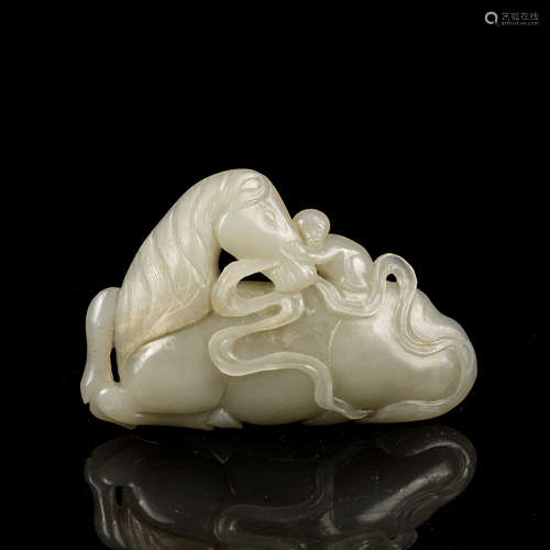 19th Antique White Jade Belt Hook