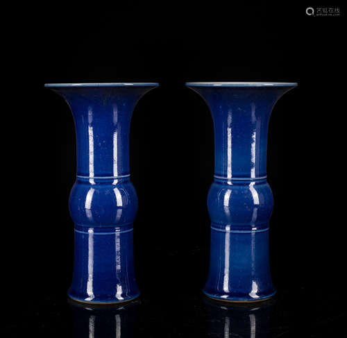 Pair 18th Kangxi Style Antique Vases