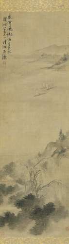 Shi Tao, copy after: A hanging scroll depicting a beautiful scenery from the Hunan Province. Image 127×40 cm.