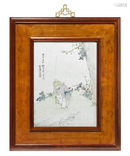 Wang Shao Wei, 1817–1887: A Chinese porcelain plaque. Image 39×29 cm.