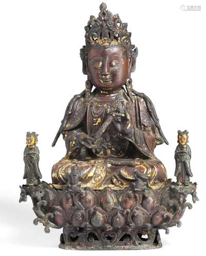 A gilt bronze figure of guanyin. Ming 15th-16th century.