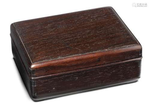 A seal box of zitan wood for the learned man's studio, bottom and inner panels of huali. Qing 18th-19th century. L. 13 cm. W. 10 cm. H. 5.5 cm.