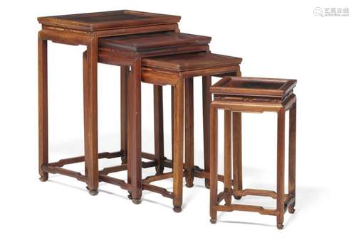 A set of four Chinese hardwood nesting tables. Guangxu 1875–1908. (4)